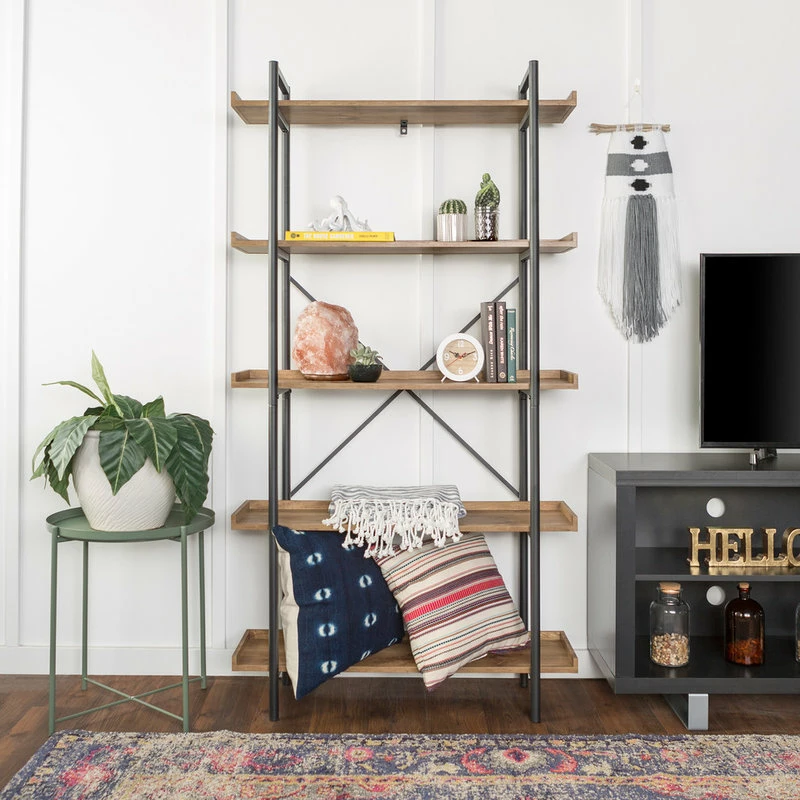 Discount ๐ Walker Edison 68" Urban Pipe Bookshelf, Barnwood โ๏ธ - Image 2