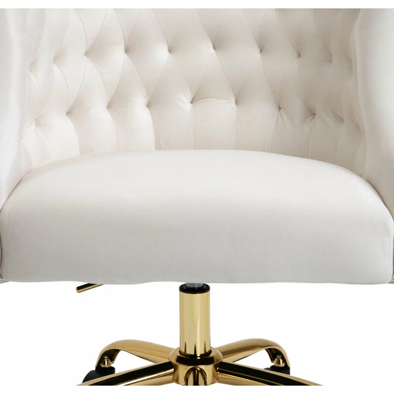 Best Sale ๐ Meridian Furniture Arden Swivel And Adjustable Velvet Office Chair, Cream, Rich Gold Base ๐คฉ - Image 9