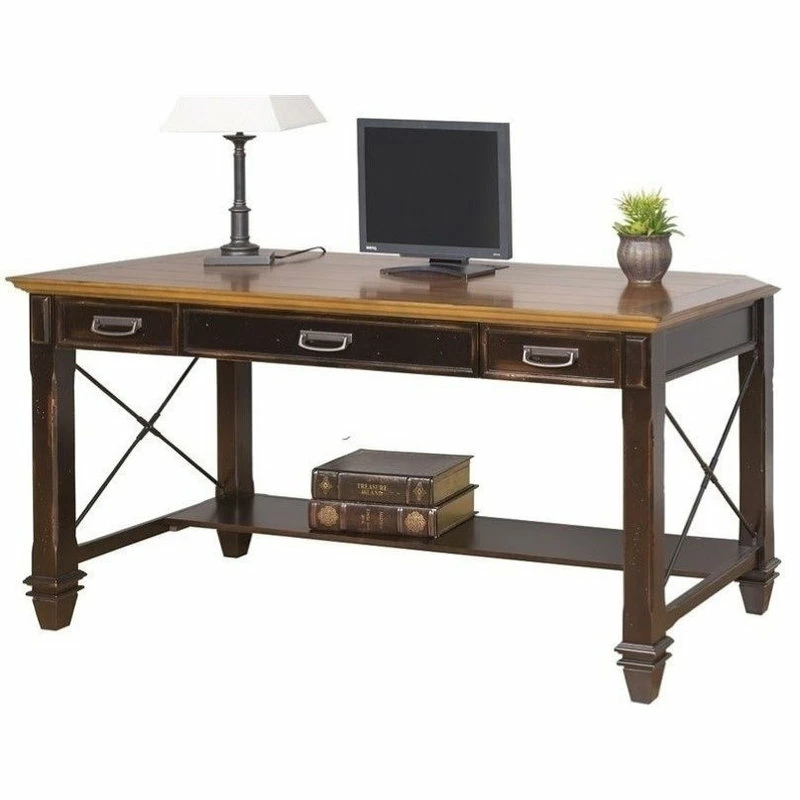 Promo ๐ Martin Furniture Hartford Writing Desk In Two Tone Distressed Black ๐ฅ - Image 2