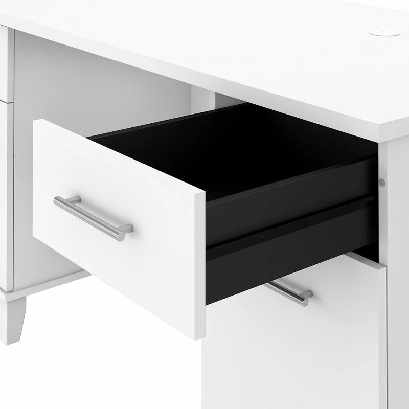 Hot Sale 💯 Bush Industries Somerset 60W Office Desk With Drawers, White ⌛ - Image 5