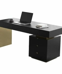 Outlet ๐ฅ Homary 63" Black Office Computer Desk With Storage 6 Drawer Gold Leg ๐