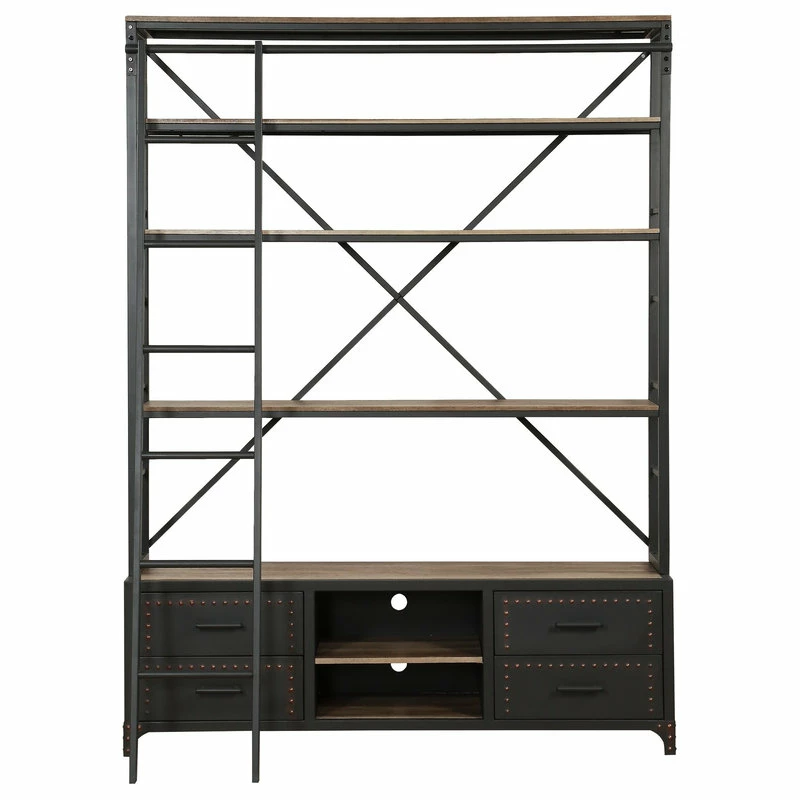 Wholesale ⭐ Acme Furniture ACME Actaki Etagere Bookcase With Ladder In Sandy Gray 👍 - Image 2