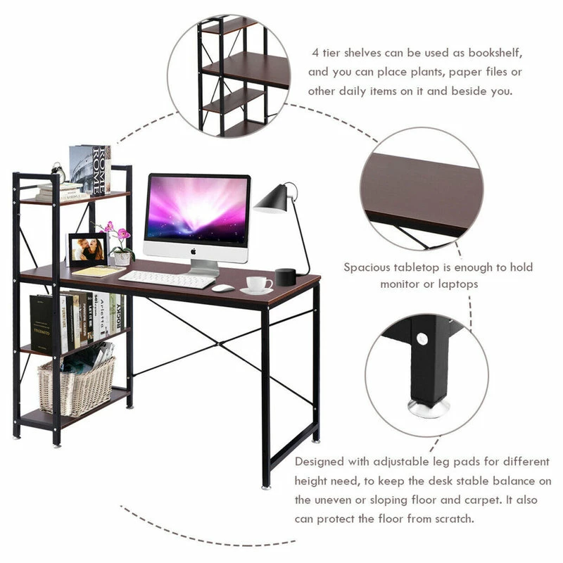 Discount โ๏ธ Costway Modern Computer Desk With 4-Tier Shelves PC Study Table Home Office ๐ฏ - Image 5