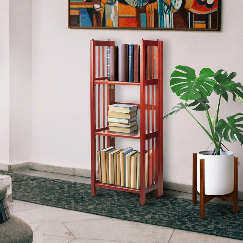 New ๐ Casual Home 3-Shelf Folding Bookcase 14" Wide, Mahogany ๐ - Image 10