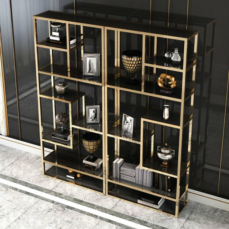 Best deal ๐ Homary Luxury Display Geometric Bookshelf In Gold&Black ๐ - Image 5
