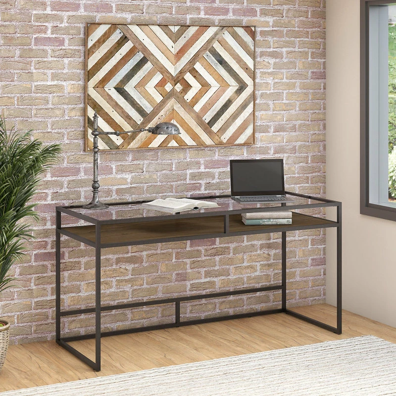 Buy ๐ Bush Industries Anthropology 60W Glass Top Writing Desk With Shelf ๐ - Image 2