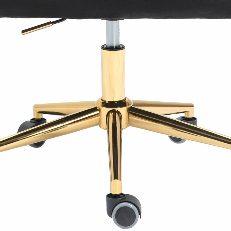 Deals 🥰 Meridian Furniture Karina Swivel And Adjustable Velvet Office Chair, Black, Rich Gold Base ✔️ - Image 10
