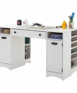 Outlet 🔥 South Shore Furniture South Shore Artwork Craft Table With Storage In Pure White 😍