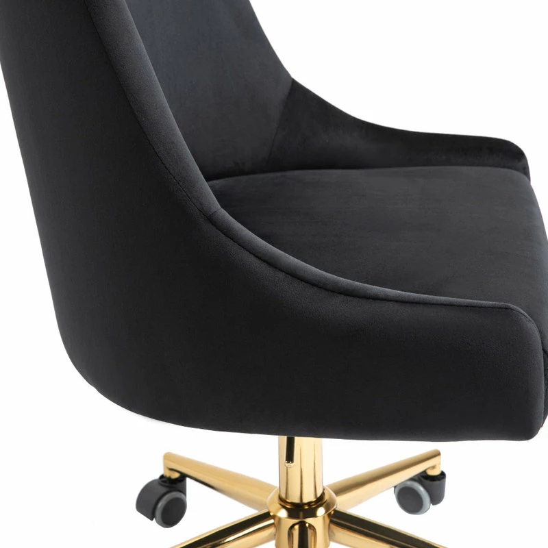 Deals 🥰 Meridian Furniture Karina Swivel And Adjustable Velvet Office Chair, Black, Rich Gold Base ✔️ - Image 9
