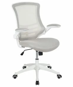 Best Sale 😍 Offex Swivel Ergonomic Task Office Chair With White Frame, Light Gray 🌟