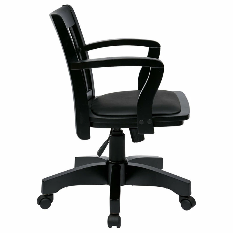 Hot Sale ⌛ Office Star Products Deluxe Wood Banker's Chair With Vinyl Padded Seat, Black ❤️ - Image 2