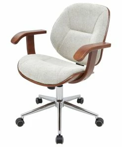 Promo 🥰 New Pacific Direct Inc. Samuel Fabric Bamboo Office Chair W/ Armrest 💯