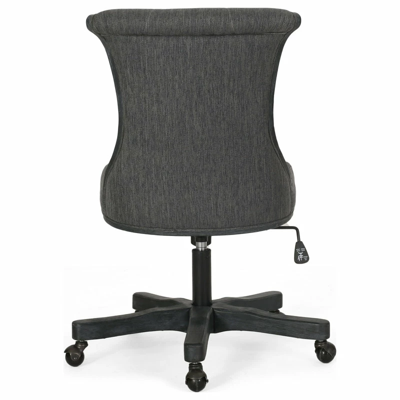Outlet 🎁 GDFStudio Andrea Contemporary Upholstered Roll Back Swivel Office Chair, Charcoal/Weathere 🔔 - Image 10