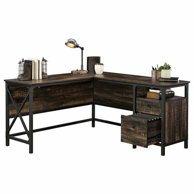 Buy π₯° Sauder Steel River L Shaped Writing Desk In Carbon Oak And Black π - Image 4