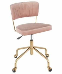 Top 10 💯 LumiSource Tania Task Chair, Gold Metal, Pink Velvet 👍