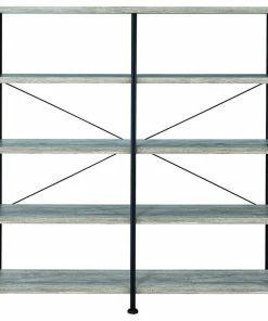 Hot Sale 🥰 Benzara, Woodland Imprts, The Urban Port Contemporary Style Wood And Metal Open Bookcase, Gray 🎁