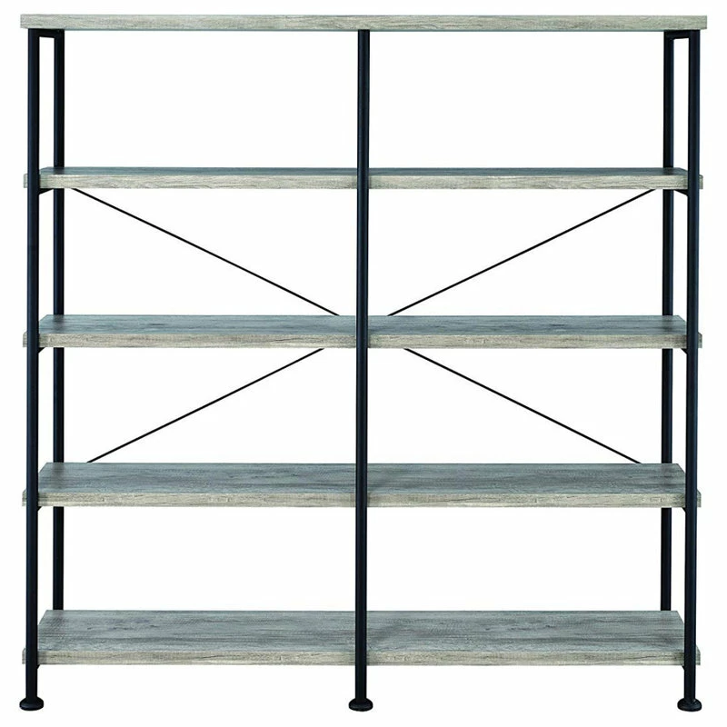 Hot Sale 🥰 Benzara, Woodland Imprts, The Urban Port Contemporary Style Wood And Metal Open Bookcase, Gray 🎁