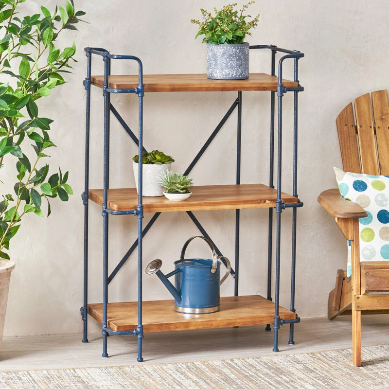 New ๐ GDFStudio Denise Industrial Outdoor 3-Tier Shelf, Natural And Black ๐ - Image 2