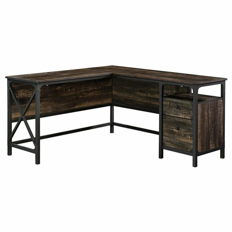 Buy π₯° Sauder Steel River L Shaped Writing Desk In Carbon Oak And Black π