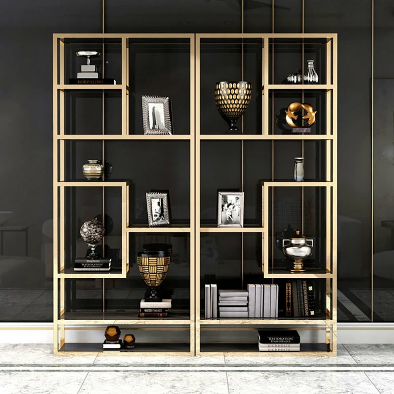 Best deal ๐ Homary Luxury Display Geometric Bookshelf In Gold&Black ๐ - Image 2