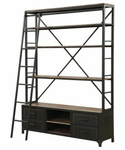 Wholesale ⭐ Acme Furniture ACME Actaki Etagere Bookcase With Ladder In Sandy Gray 👍