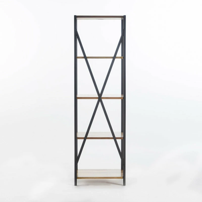 Hot Sale 👍 GDFStudio Relee Modern Industrial 4 Shelf Acacia Wood Slim Bookcase ❤️ - Image 5
