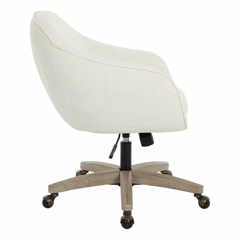 Discount π€© Office Star Products Nora Office Chair In Linen Cream Fabric With Gray Brush Wood Base KD β - Image 3
