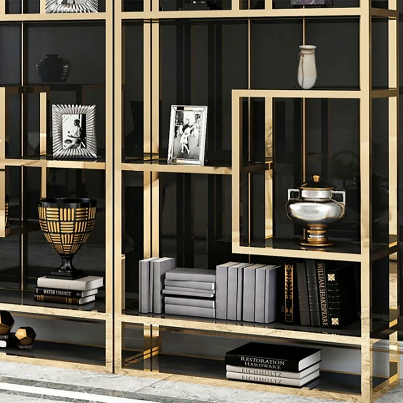Best deal ๐ Homary Luxury Display Geometric Bookshelf In Gold&Black ๐ - Image 4