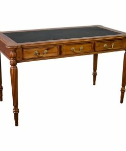 Outlet 🧨 Crafters And Weavers Legacy Solid Mahogany Wood Leather Top Desk, Light Brown Walnut 🎉