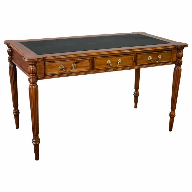 Outlet ๐งจ Crafters And Weavers Legacy Solid Mahogany Wood Leather Top Desk, Light Brown Walnut ๐