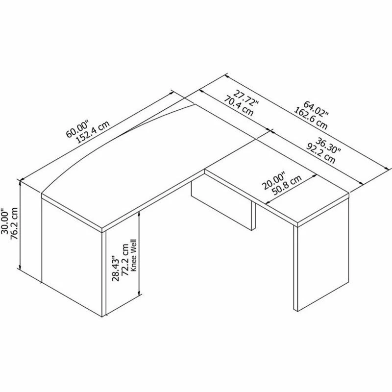 Cheap ๐ฅฐ Bush Business Furniture Echo Bow Front L Shaped Desk In Pure White - Engineered Wood ๐ฅฐ - Image 3