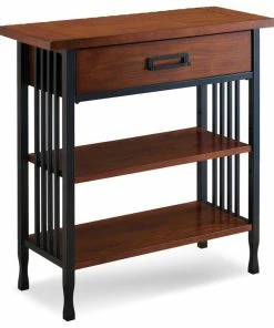 Coupon ⭐ Leick Home Leick Ironcraft Wood Foyer Bookcase With Drawer Storage In Brown 😀