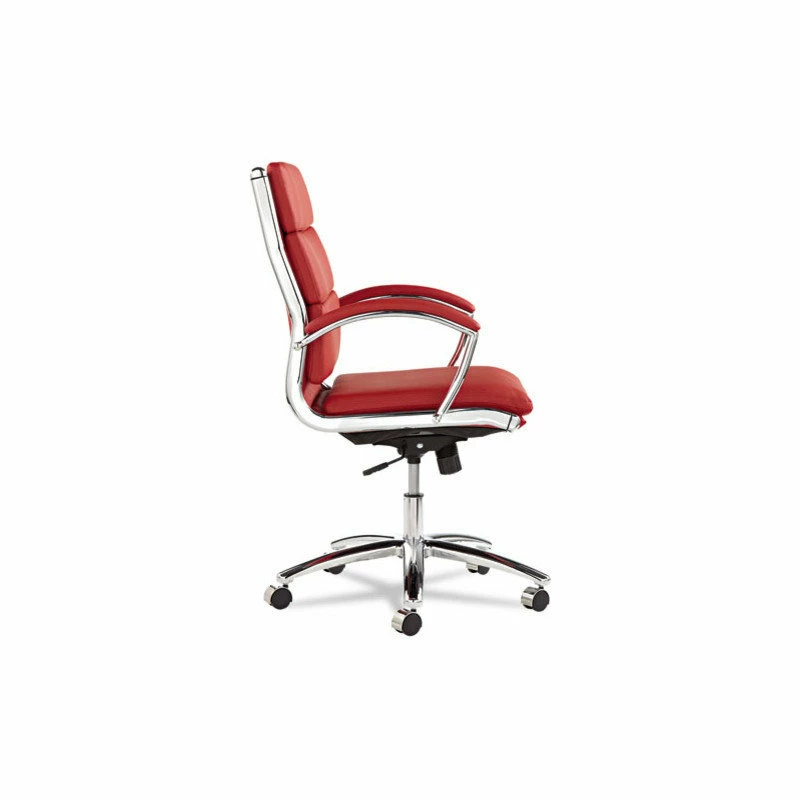 Discount ๐ Alera Neratoli Series Mid-Back Swivel/Tilt Chair, Red Leather, Chrome Frame โ - Image 2