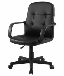 Budget 🌟 Costway PU Leather Ergonomic Midback Computer Best Desk Task Office Chair 🌟