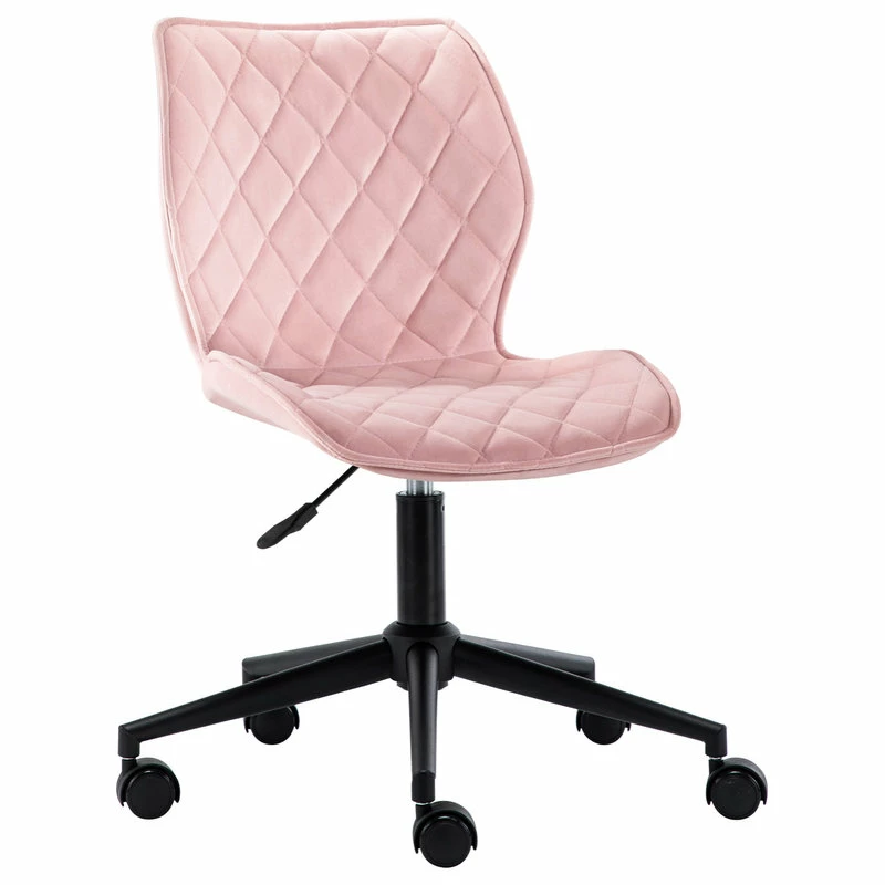 Hot Sale ๐งจ Duhome Elegant Lifestyle Diamond Stitched Black Base Velvet Office Chair, Pink ๐