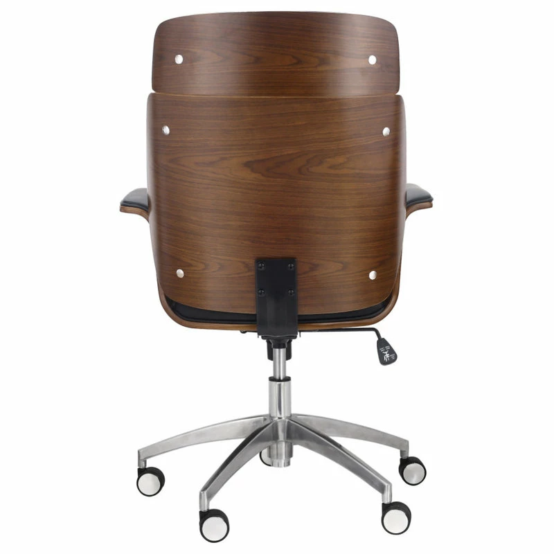 Coupon ๐ GDFStudio Byron Mid-Century Modern Swivel Office Chair, Black/Walnut/Silver โญ - Image 5