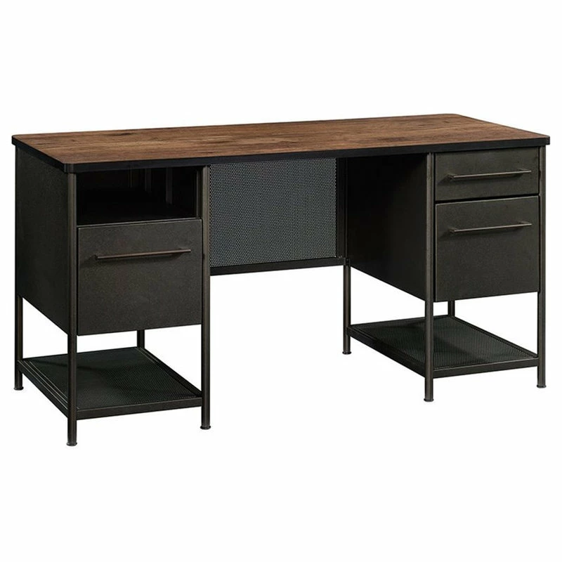 Best deal 🌟 Sauder Boulevard Cafe Executive Desk In Black And Vintage Oak 👏