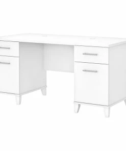 Hot Sale 💯 Bush Industries Somerset 60W Office Desk With Drawers, White ⌛