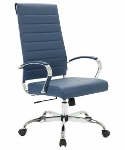 Deals โ LeisureMod Benmar High-Back Mid Century Modern Leather Office Chair, Navy Blue ๐ฅ