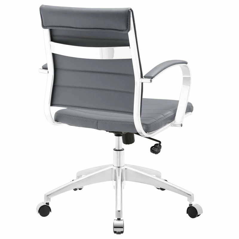 Deals โ LexMod Jive Mid Back Faux Leather Office Chair, Gray ๐งจ - Image 4