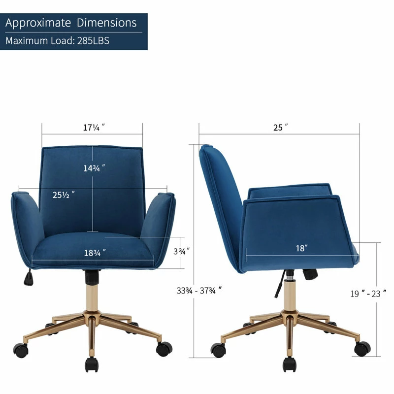 Wholesale π Duhome Elegant Lifestyle Flared Armrest Velvet Task Chair, Dark Blue π - Image 3