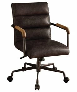 Budget ❤️ Acme Furniture Harith Top Grain Leather Office Chair, Retro Brown, Antique Ebony 😍