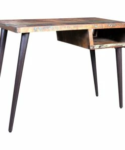 Coupon 👏 Vida XL LLC VidaXL Office W/ Iron Legs Desk Reclaimed Wood Workstation Writing Tables 👍
