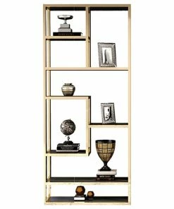 Best deal 🔔 Homary Luxury Display Geometric Bookshelf In Gold&Black 🛒