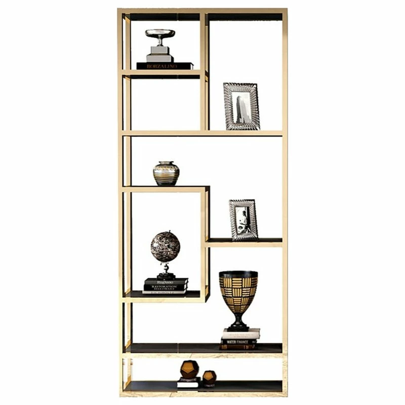 Best deal ๐ Homary Luxury Display Geometric Bookshelf In Gold&Black ๐