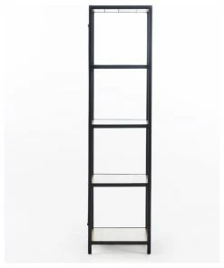 Hot Sale 👍 GDFStudio Relee Modern Industrial 4 Shelf Acacia Wood Slim Bookcase ❤️