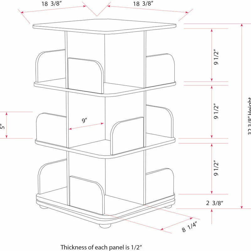 Best Sale โญ Pilaster Designs Oneonta Revolving Bookcase Tower Display Unit, Wood, White, 3 Tier โ๏ธ - Image 3