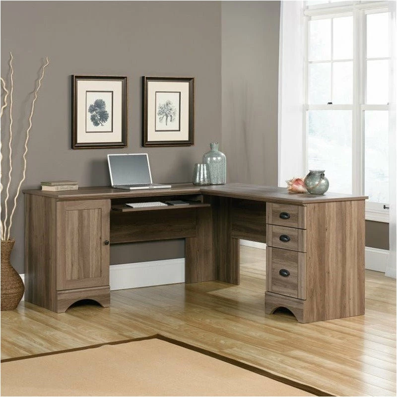 Best reviews of ๐ฏ Sauder Harbor View Contemporary Wood L Shaped Computer Desk In Salt Oak โญ - Image 2