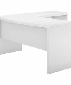 Cheap 🥰 Bush Business Furniture Echo Bow Front L Shaped Desk In Pure White - Engineered Wood 🥰