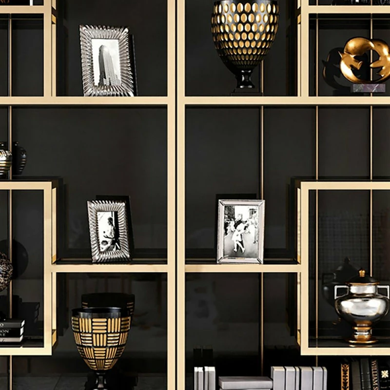 Best deal ๐ Homary Luxury Display Geometric Bookshelf In Gold&Black ๐ - Image 7